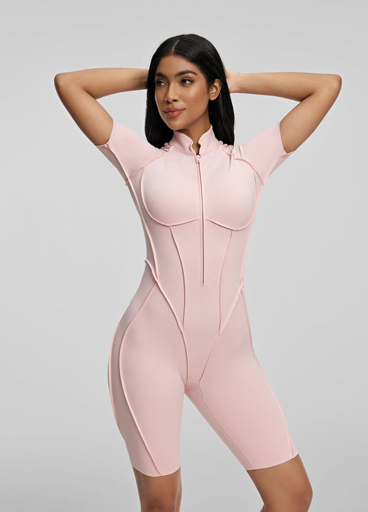 Macacão Skin Fit Curto - Rosa Blush